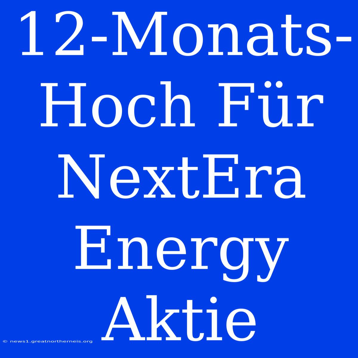 12-Monats-Hoch Für NextEra Energy Aktie