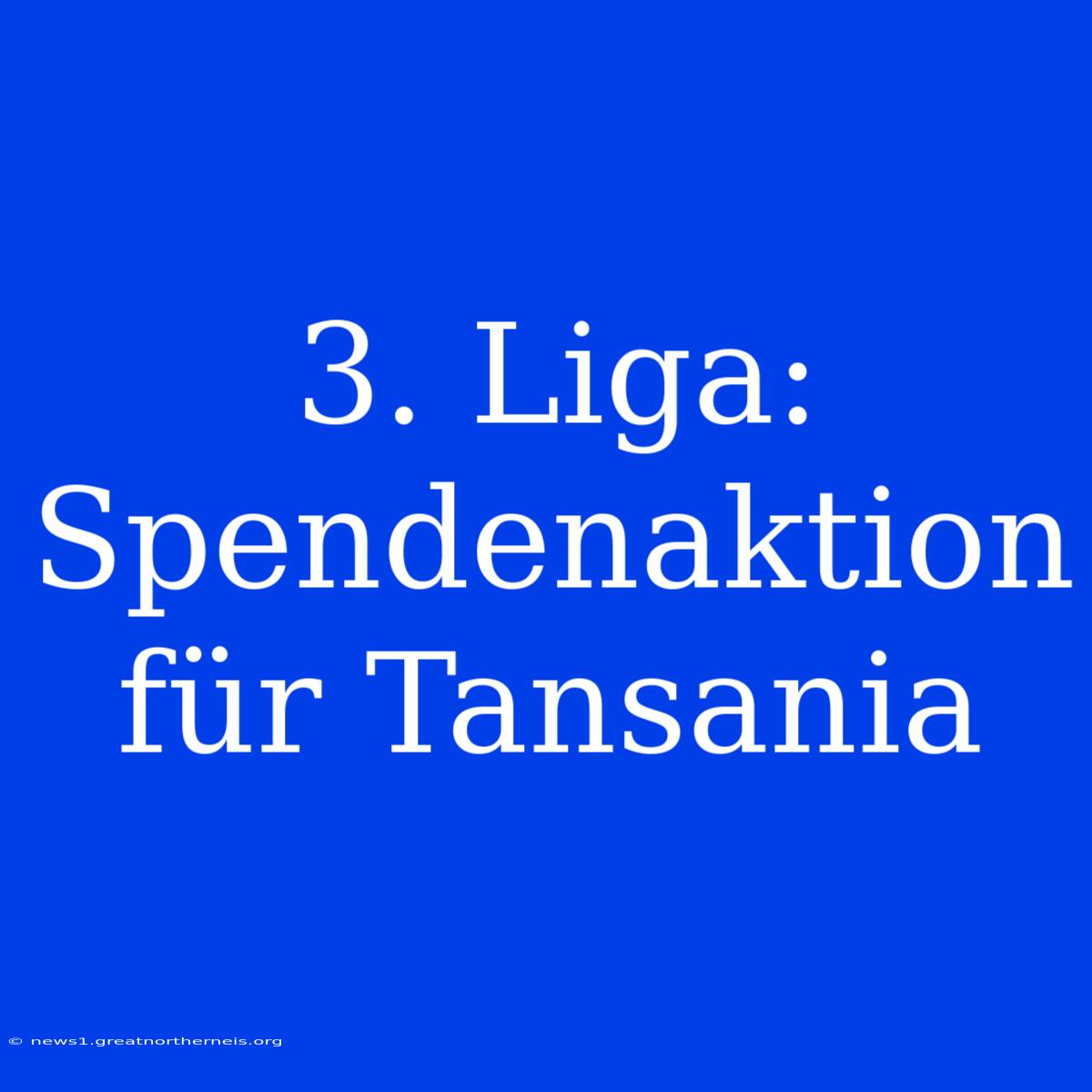 3. Liga: Spendenaktion Für Tansania