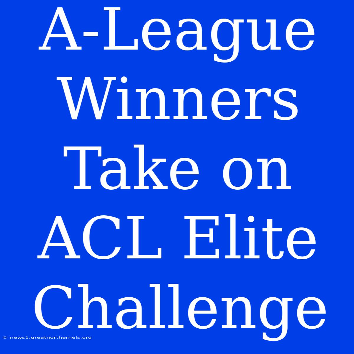 A-League Winners Take On ACL Elite Challenge