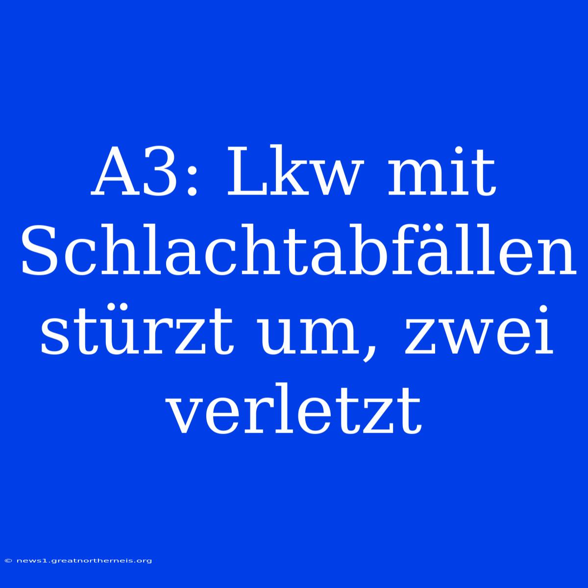 A3: Lkw Mit Schlachtabfällen Stürzt Um, Zwei Verletzt