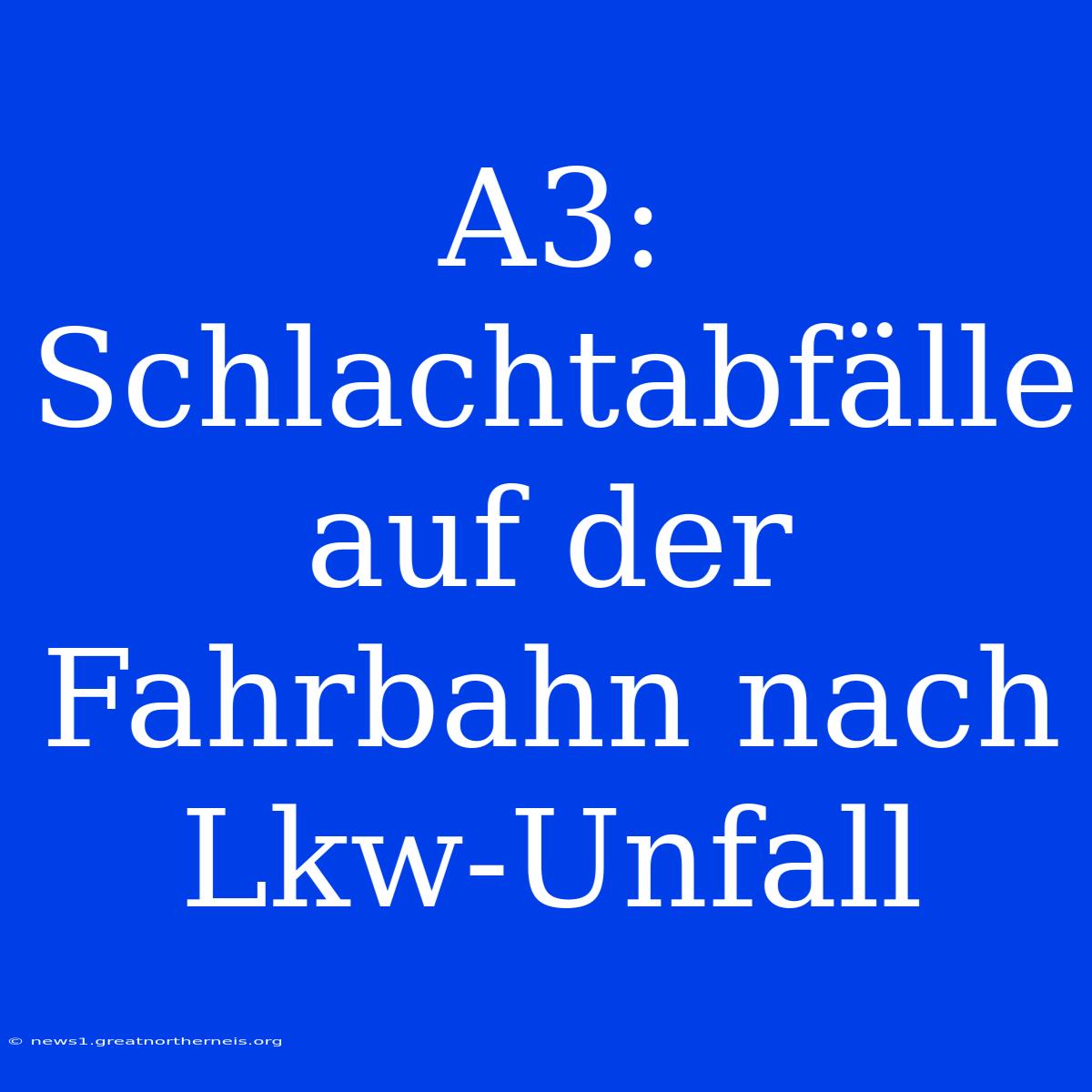 A3: Schlachtabfälle Auf Der Fahrbahn Nach Lkw-Unfall