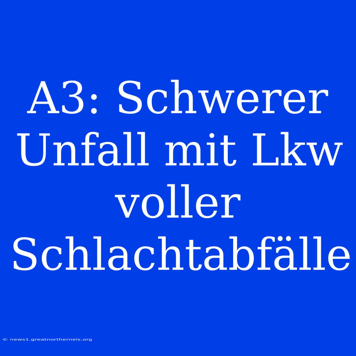 A3: Schwerer Unfall Mit Lkw Voller Schlachtabfälle