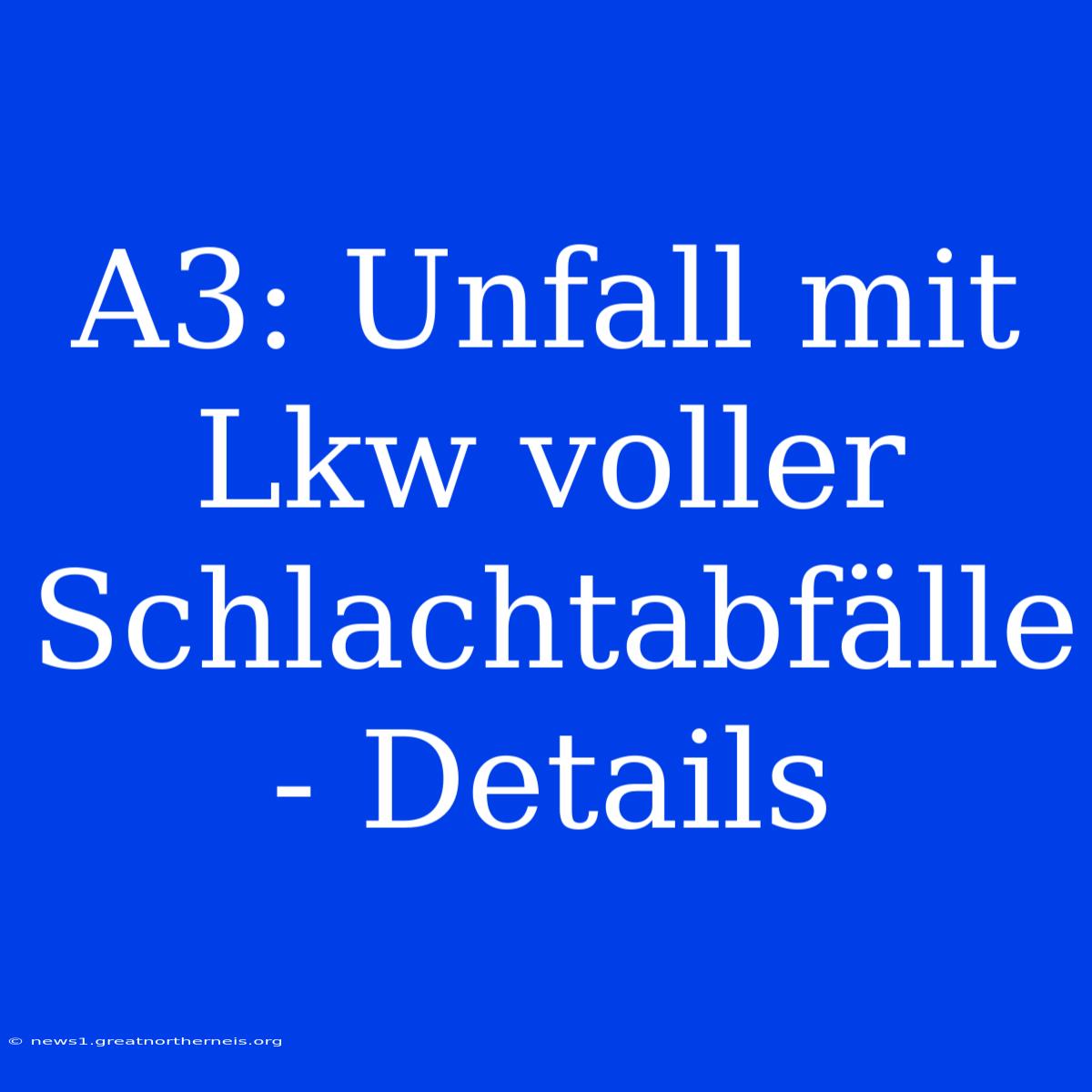 A3: Unfall Mit Lkw Voller Schlachtabfälle - Details