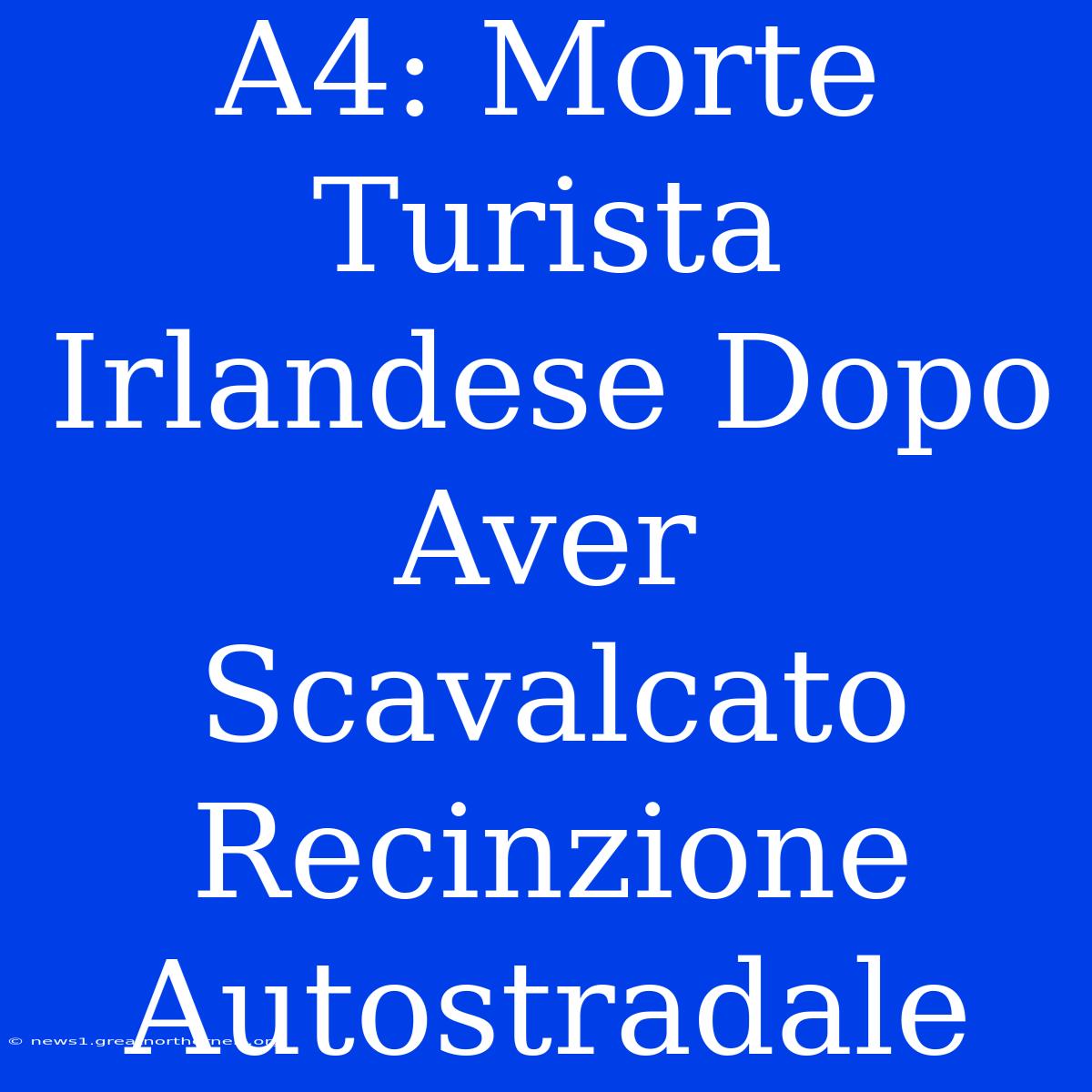 A4: Morte Turista Irlandese Dopo Aver Scavalcato Recinzione Autostradale