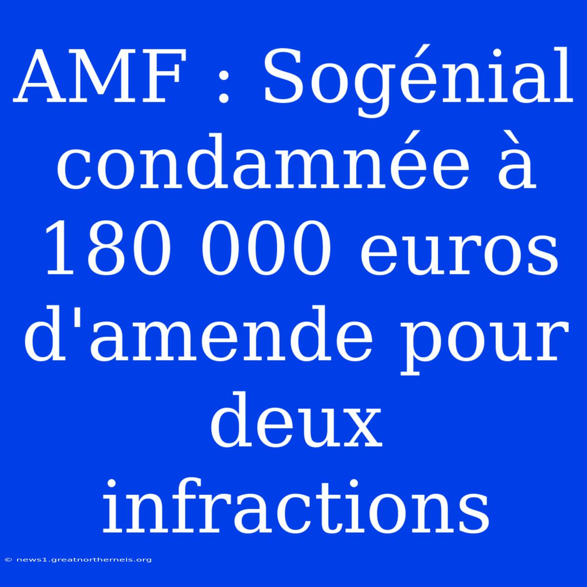 AMF : Sogénial Condamnée À 180 000 Euros D'amende Pour Deux Infractions