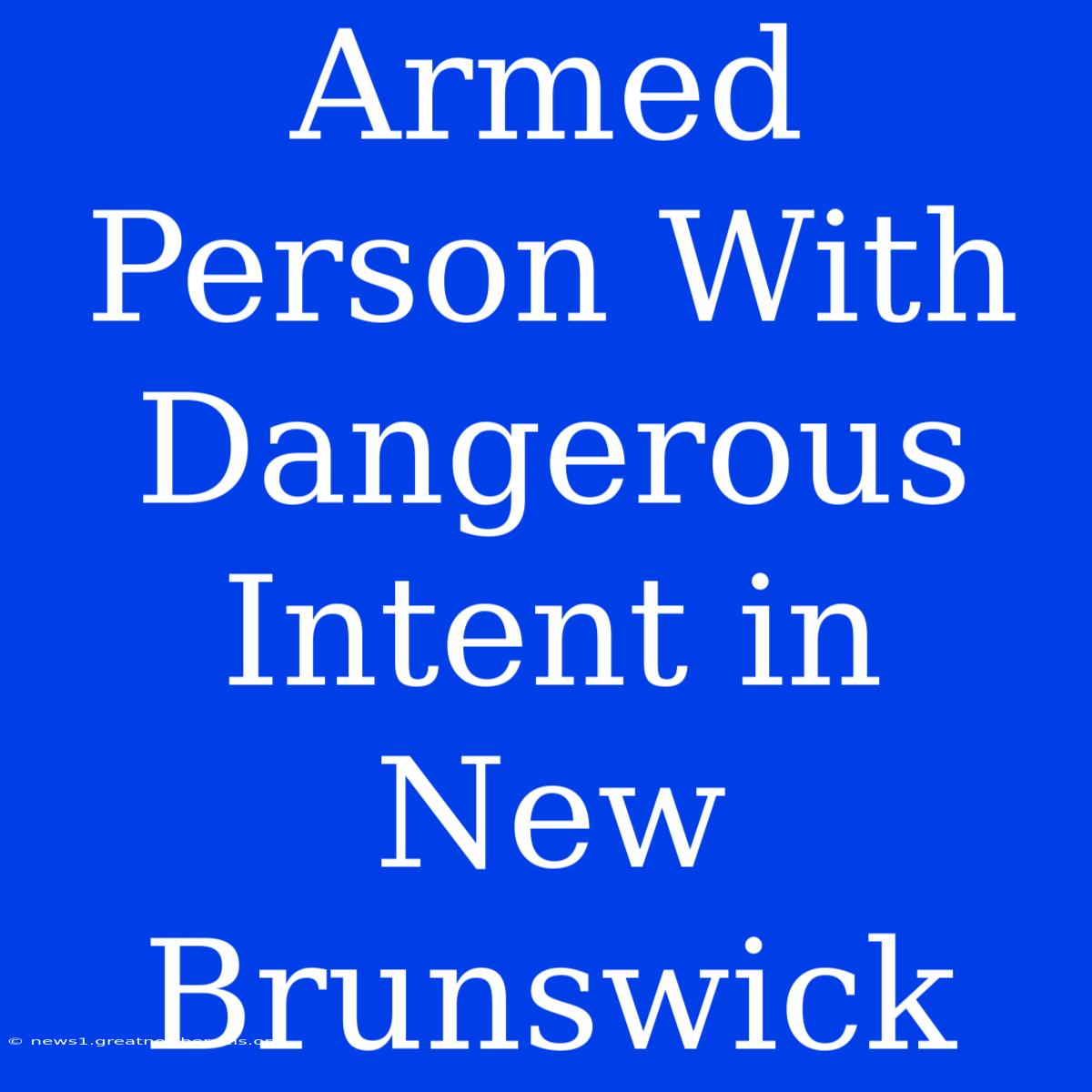 Armed Person With Dangerous Intent In New Brunswick