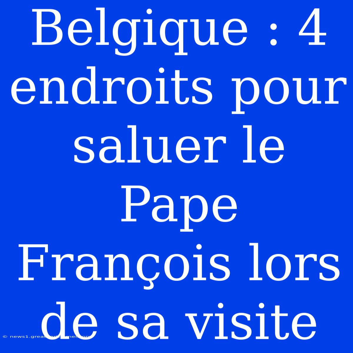 Belgique : 4 Endroits Pour Saluer Le Pape François Lors De Sa Visite