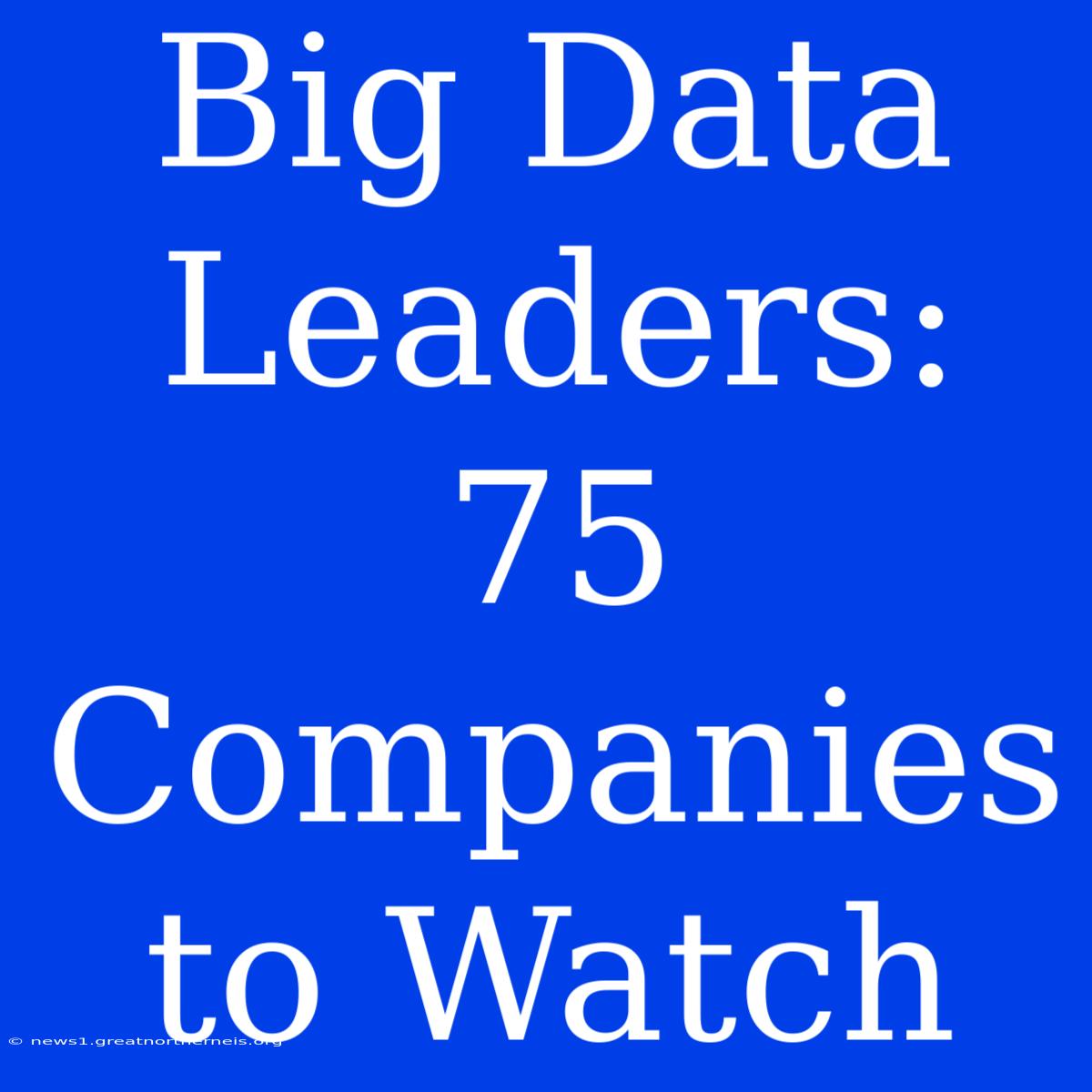 Big Data Leaders: 75 Companies To Watch