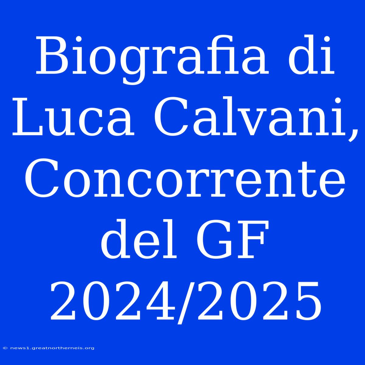 Biografia Di Luca Calvani, Concorrente Del GF 2024/2025