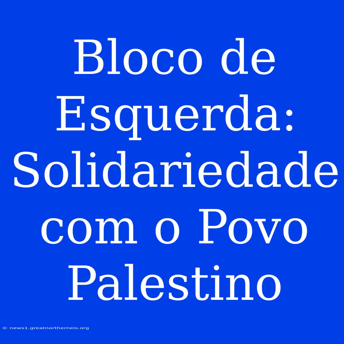 Bloco De Esquerda: Solidariedade Com O Povo Palestino