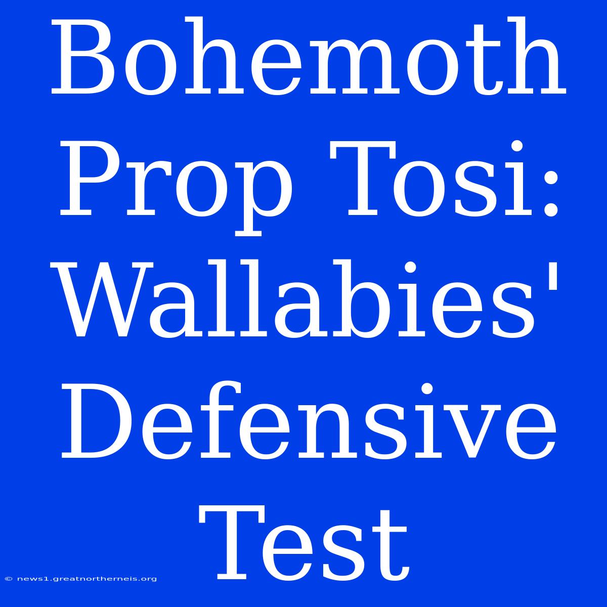 Bohemoth Prop Tosi: Wallabies' Defensive Test