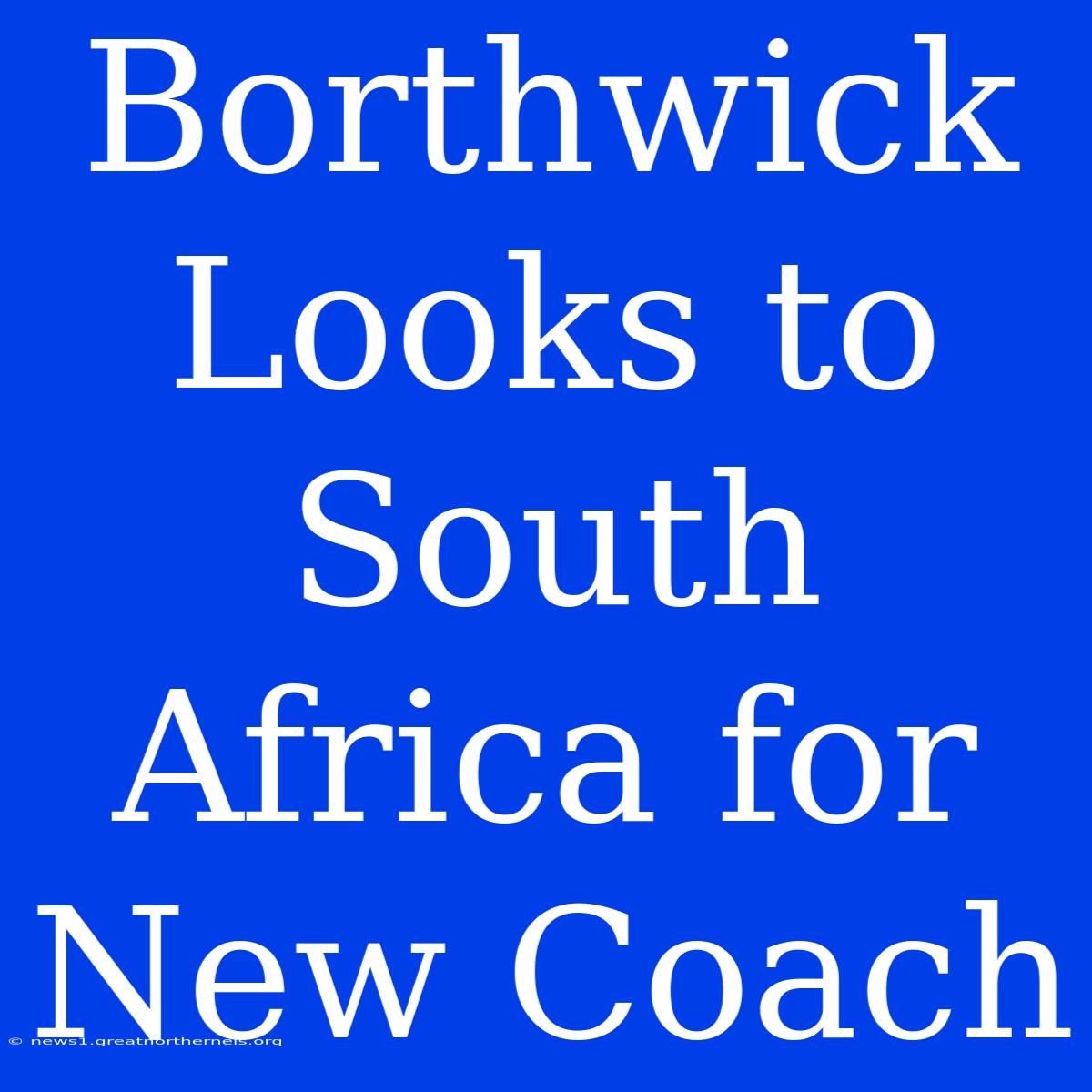 Borthwick Looks To South Africa For New Coach