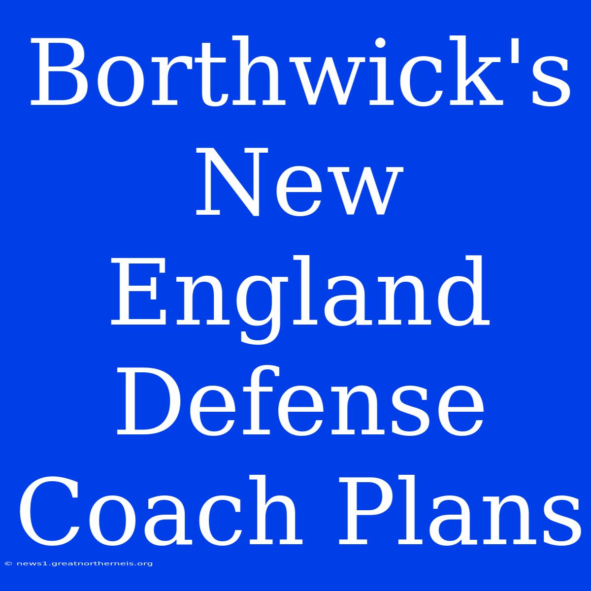 Borthwick's New England Defense Coach Plans