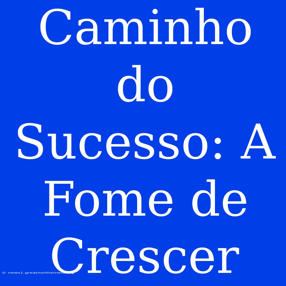 Caminho Do Sucesso: A Fome De Crescer