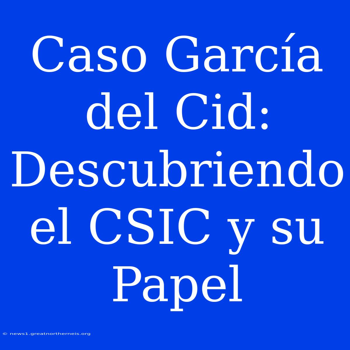 Caso García Del Cid: Descubriendo El CSIC Y Su Papel