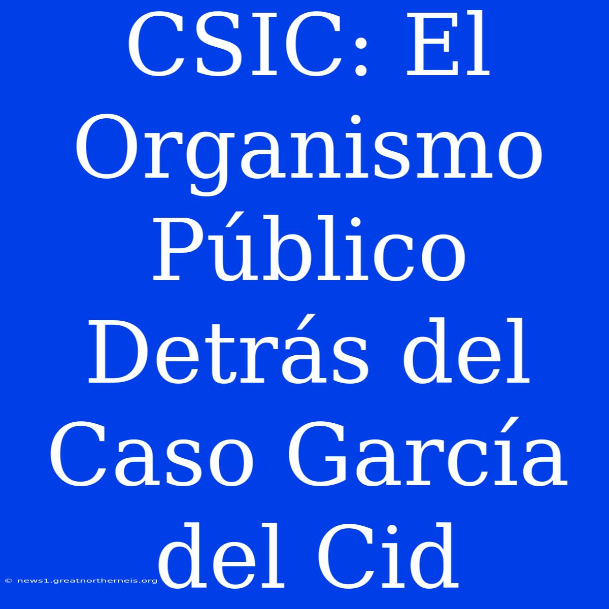 CSIC: El Organismo Público Detrás Del Caso García Del Cid