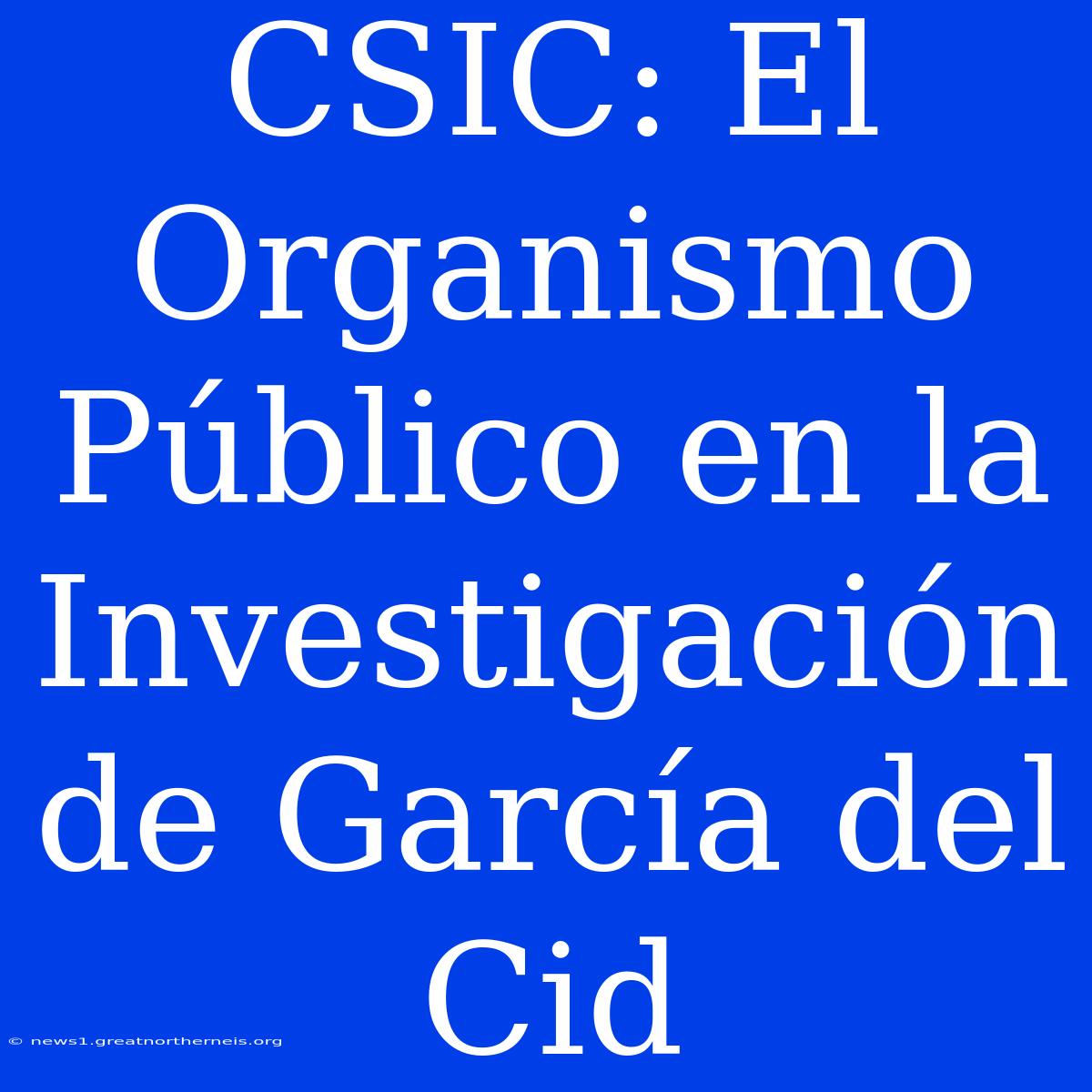 CSIC: El Organismo Público En La Investigación De García Del Cid