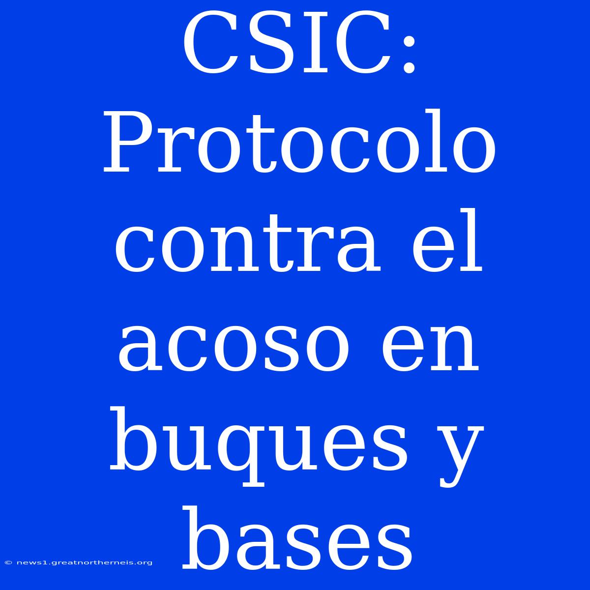 CSIC: Protocolo Contra El Acoso En Buques Y Bases