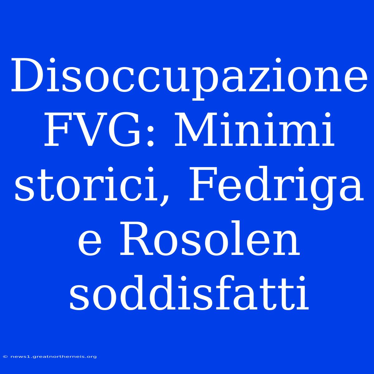 Disoccupazione FVG: Minimi Storici, Fedriga E Rosolen Soddisfatti