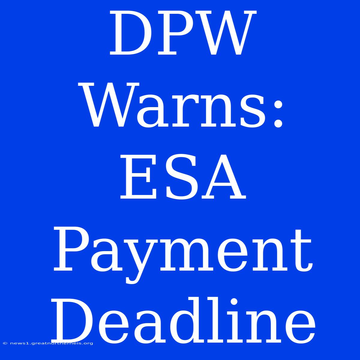 DPW Warns: ESA Payment Deadline