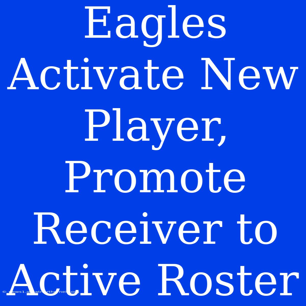 Eagles Activate New Player, Promote Receiver To Active Roster