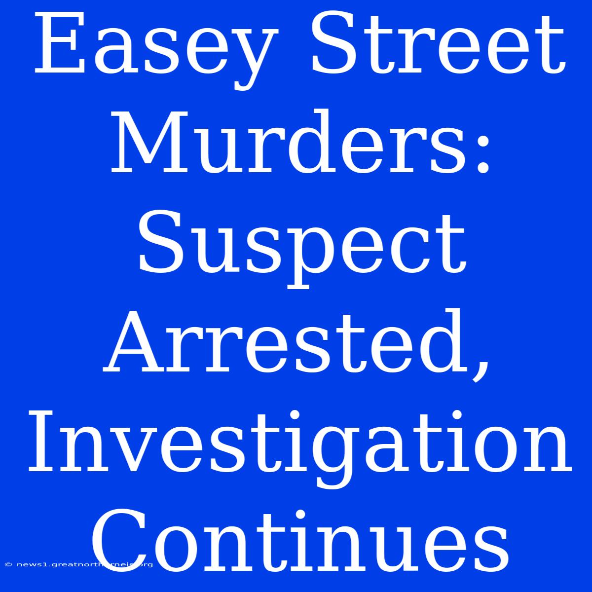 Easey Street Murders: Suspect Arrested, Investigation Continues