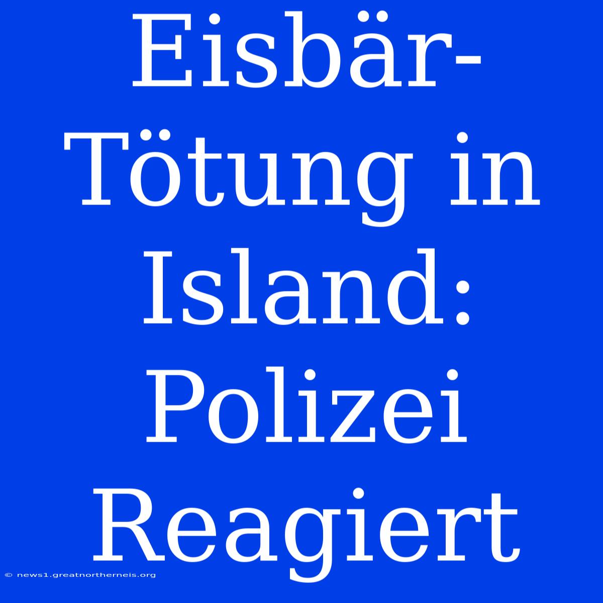 Eisbär-Tötung In Island: Polizei Reagiert