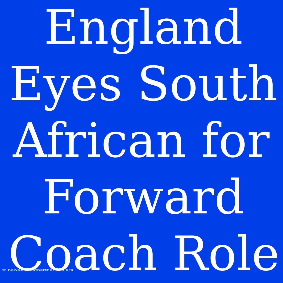 England Eyes South African For Forward Coach Role