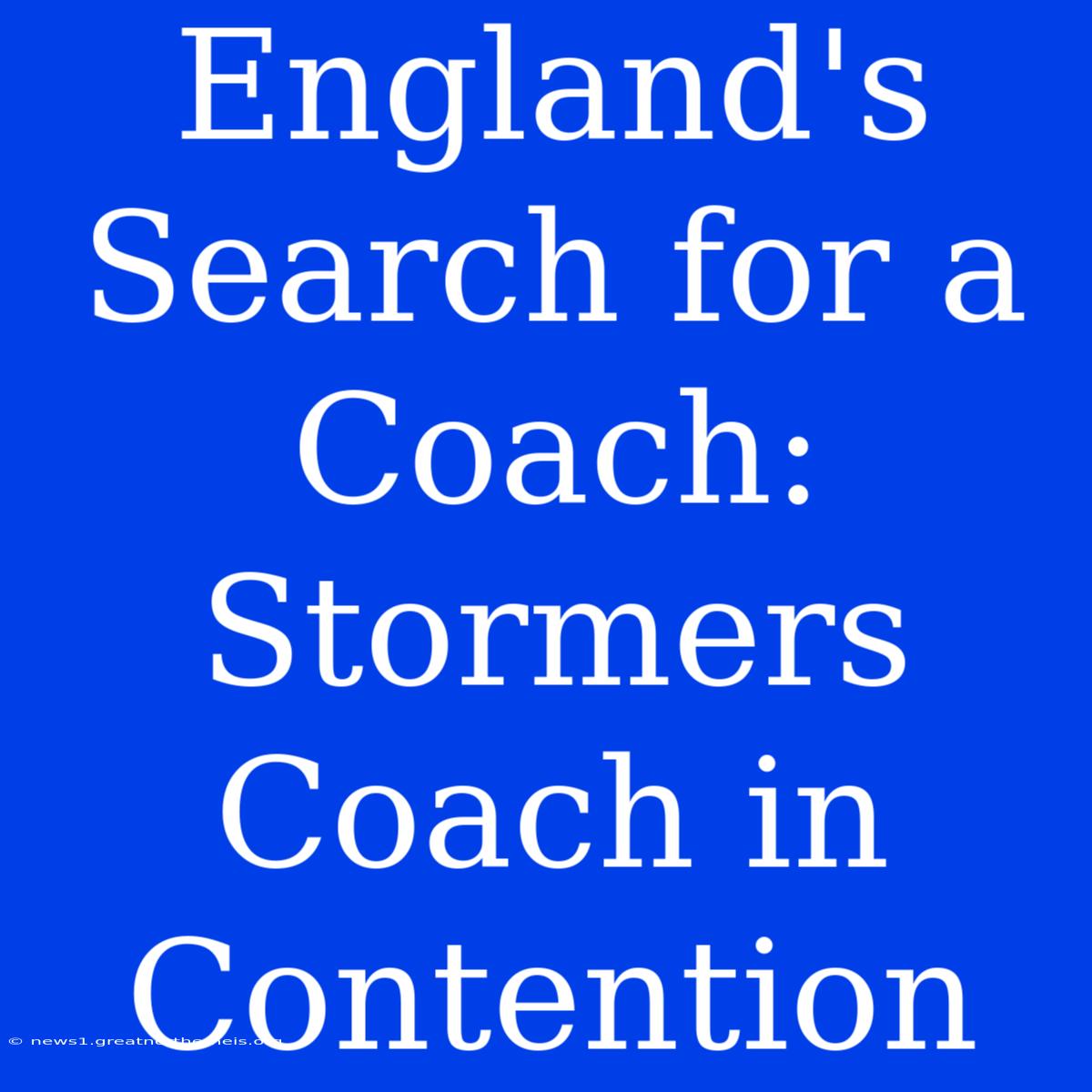 England's Search For A Coach: Stormers Coach In Contention