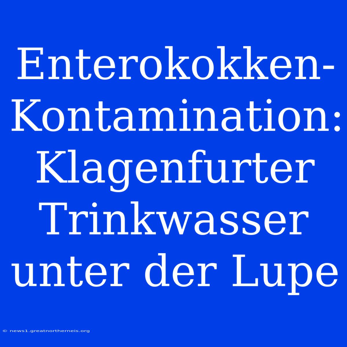 Enterokokken-Kontamination: Klagenfurter Trinkwasser Unter Der Lupe