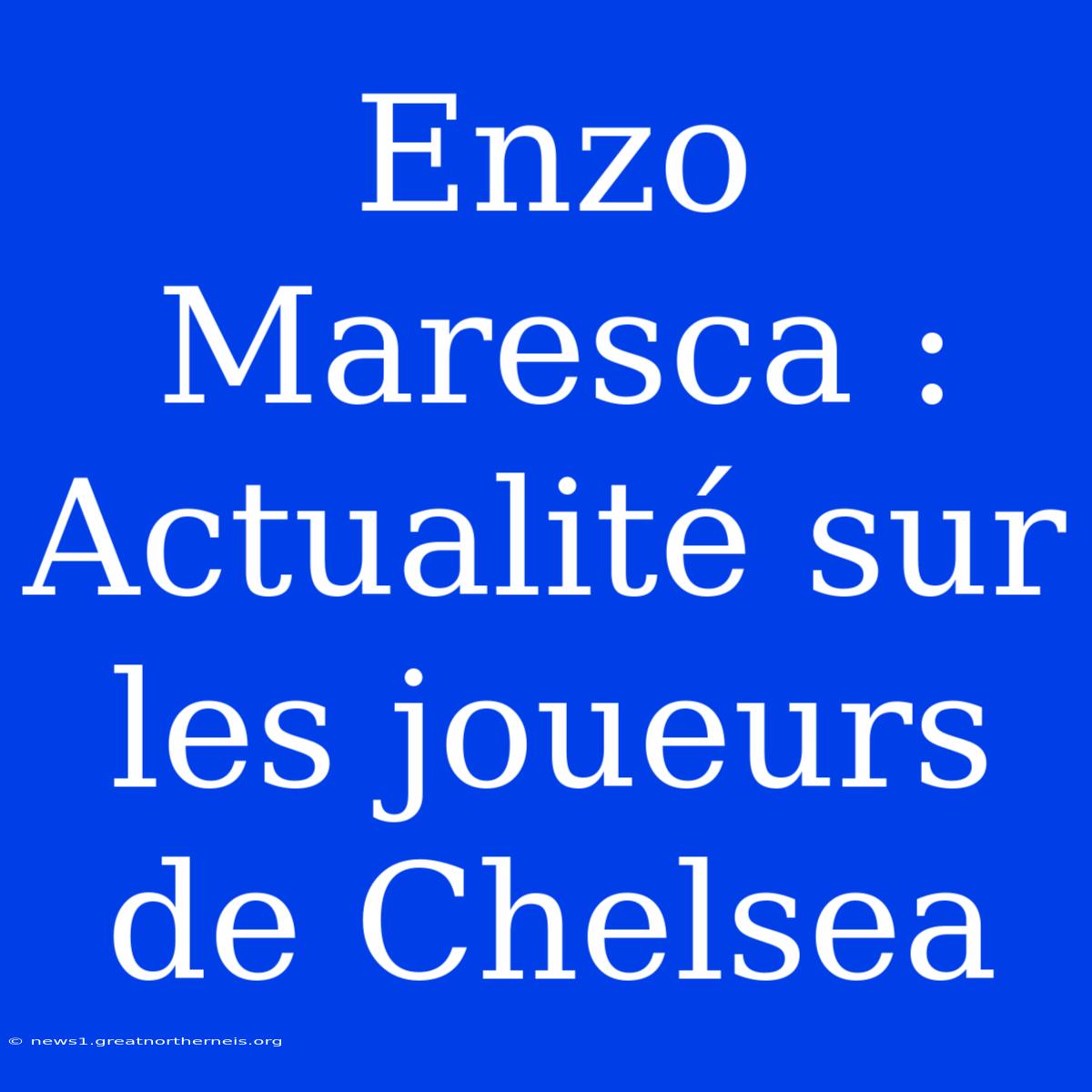 Enzo Maresca : Actualité Sur Les Joueurs De Chelsea