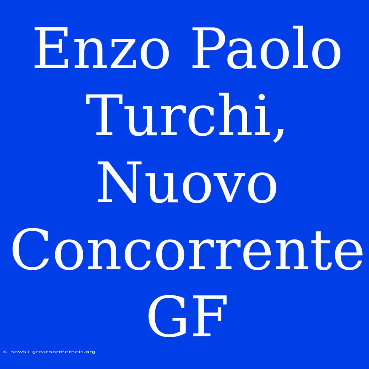 Enzo Paolo Turchi, Nuovo Concorrente GF