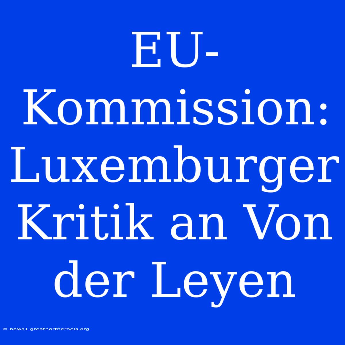 EU-Kommission: Luxemburger Kritik An Von Der Leyen