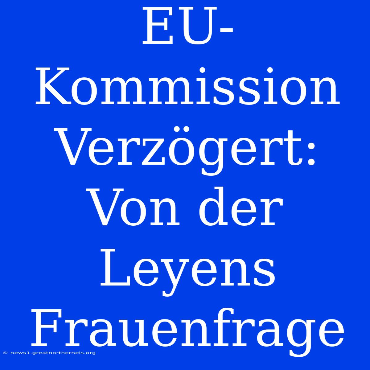 EU-Kommission Verzögert: Von Der Leyens Frauenfrage