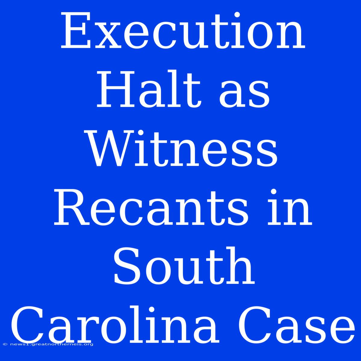 Execution Halt As Witness Recants In South Carolina Case