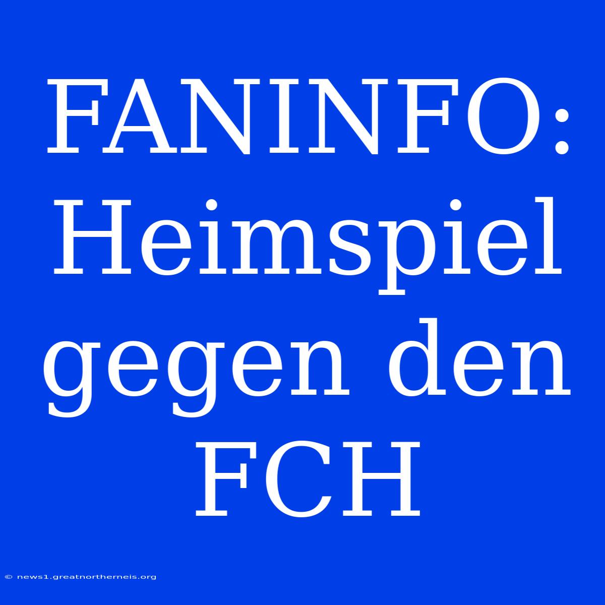 FANINFO: Heimspiel Gegen Den FCH