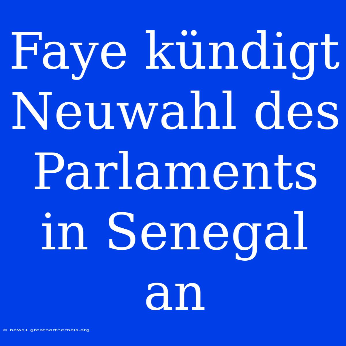 Faye Kündigt Neuwahl Des Parlaments In Senegal An