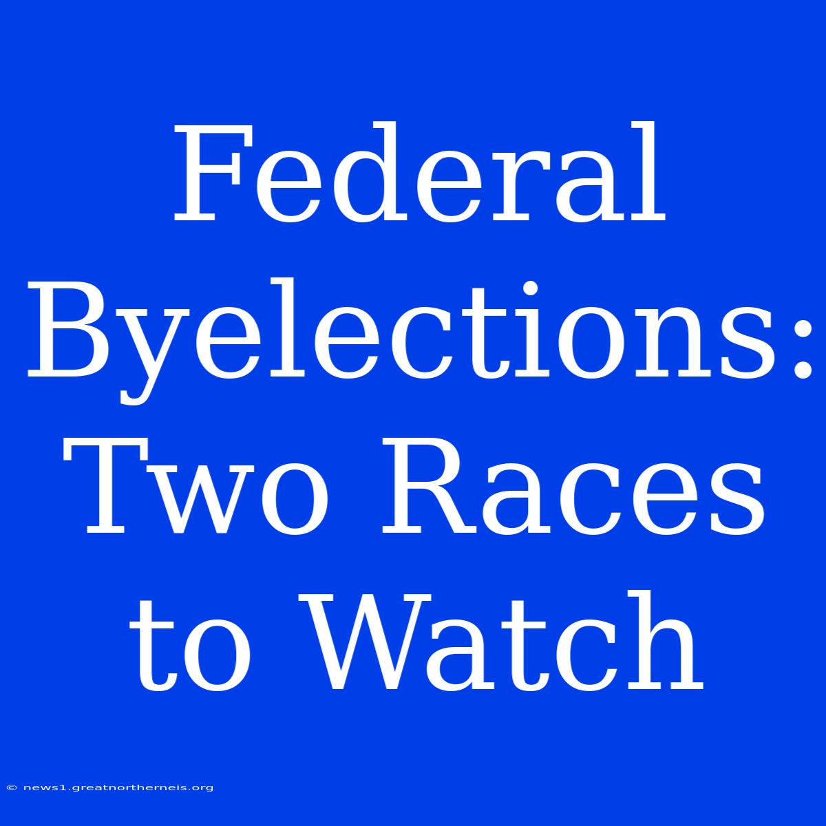 Federal Byelections: Two Races To Watch