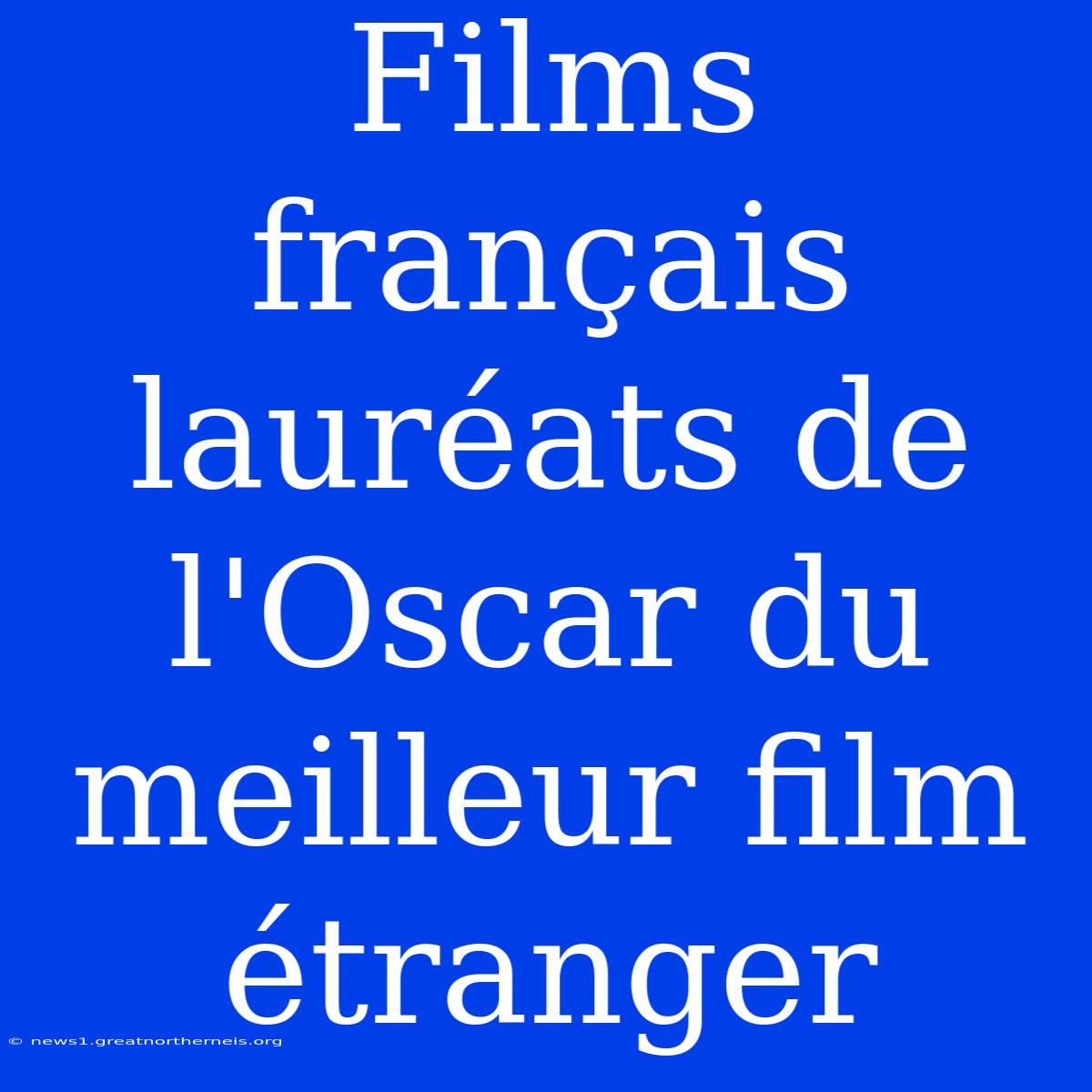 Films Français Lauréats De L'Oscar Du Meilleur Film Étranger