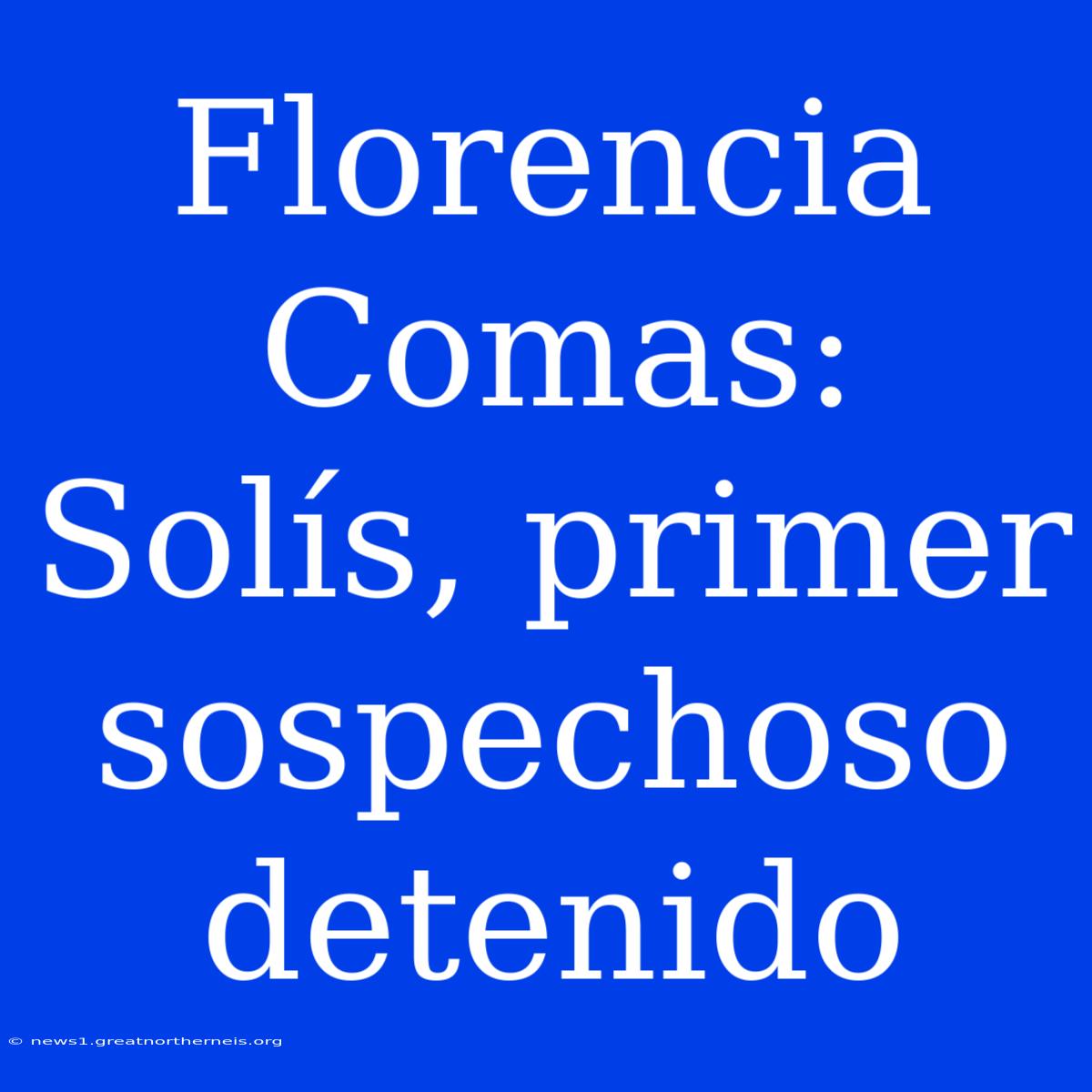 Florencia Comas: Solís, Primer Sospechoso Detenido