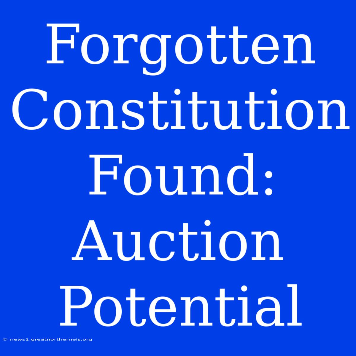 Forgotten Constitution Found: Auction Potential