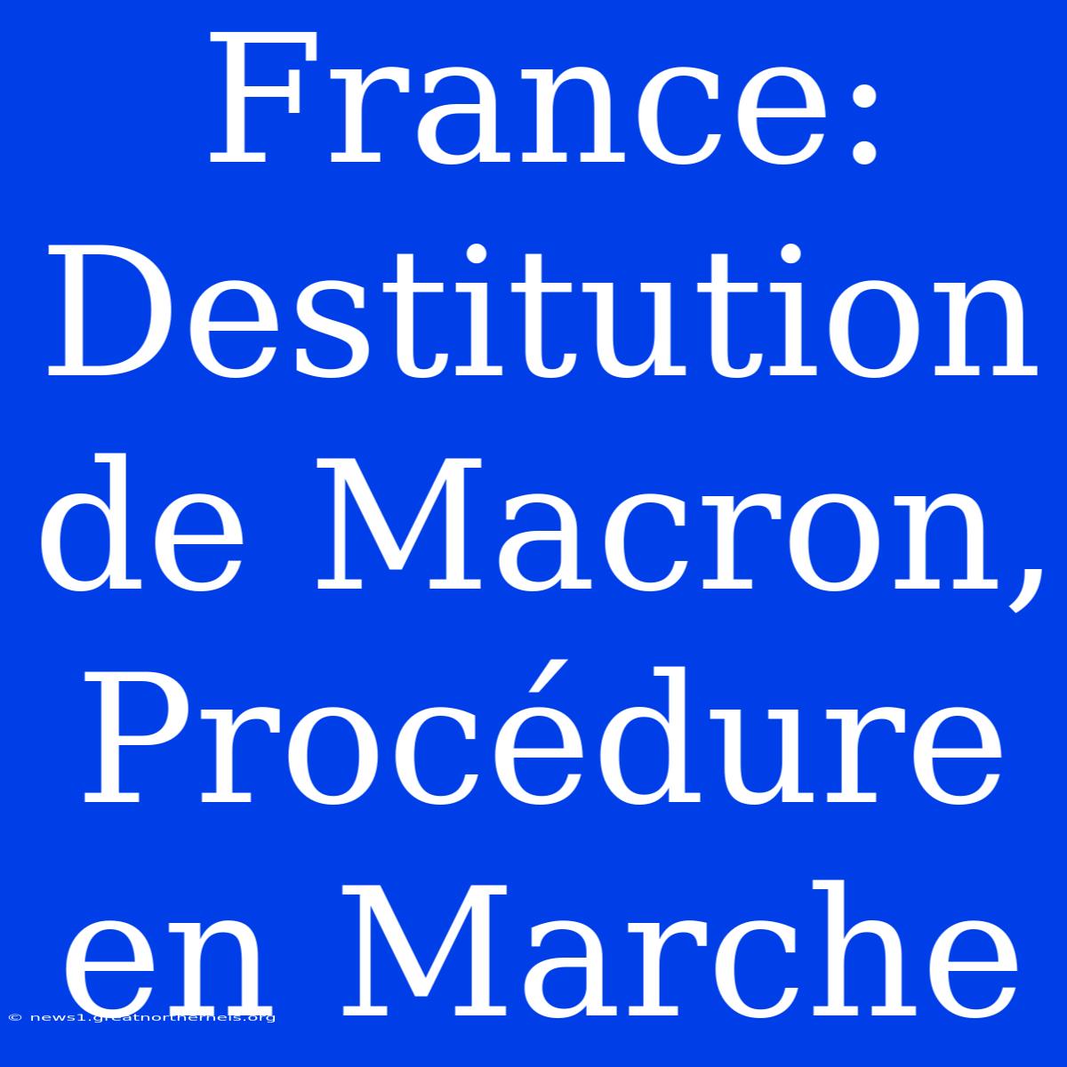 France: Destitution De Macron, Procédure En Marche