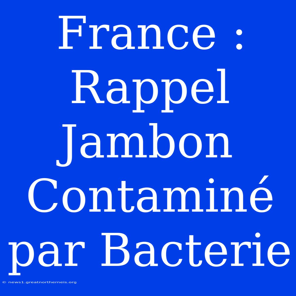 France : Rappel Jambon Contaminé Par Bacterie