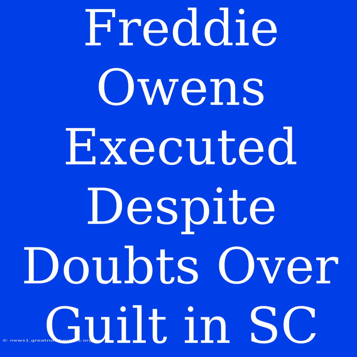 Freddie Owens Executed Despite Doubts Over Guilt In SC