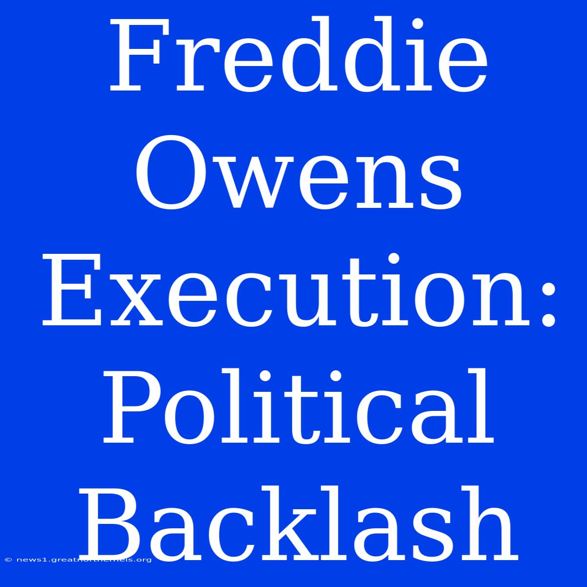 Freddie Owens Execution: Political Backlash