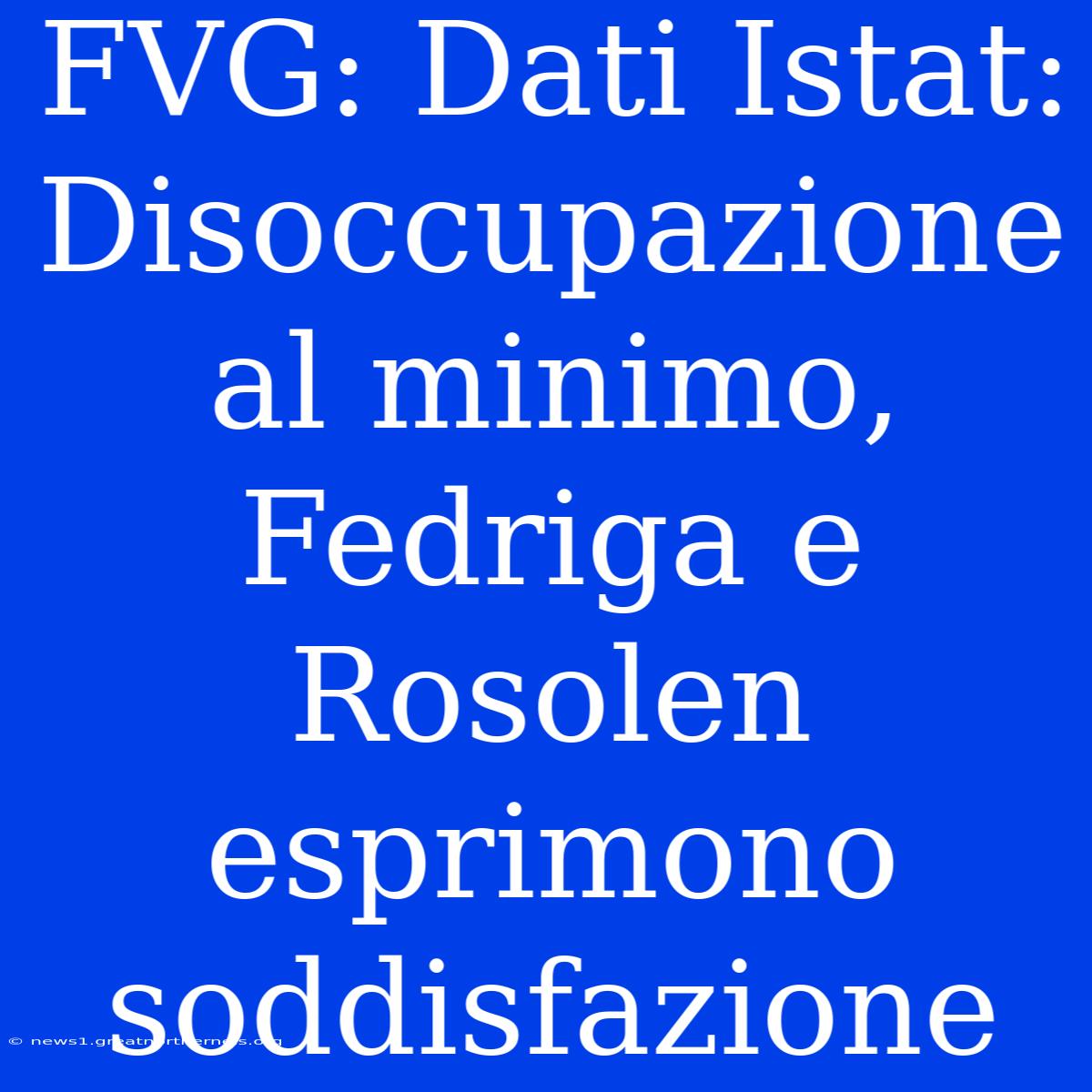 FVG: Dati Istat: Disoccupazione Al Minimo, Fedriga E Rosolen Esprimono Soddisfazione