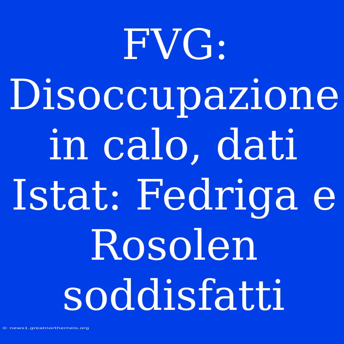 FVG: Disoccupazione In Calo, Dati Istat: Fedriga E Rosolen Soddisfatti