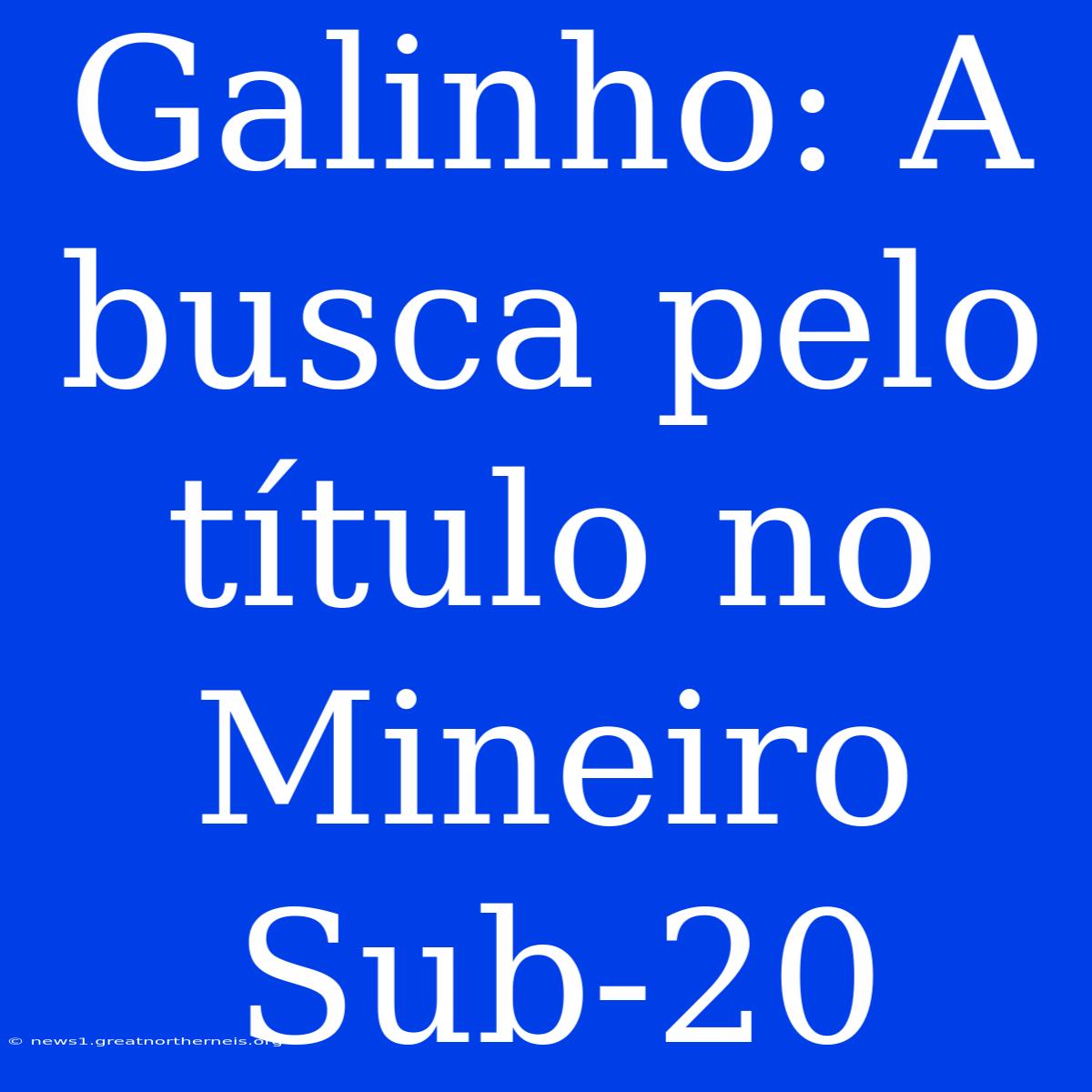 Galinho: A Busca Pelo Título No Mineiro Sub-20