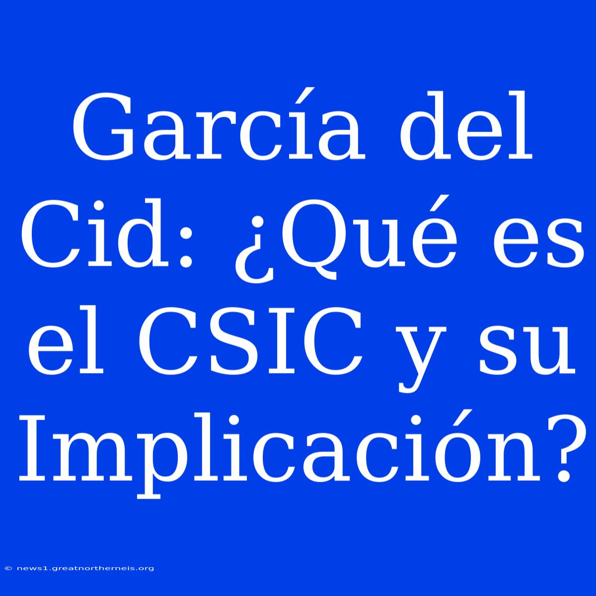 García Del Cid: ¿Qué Es El CSIC Y Su Implicación?