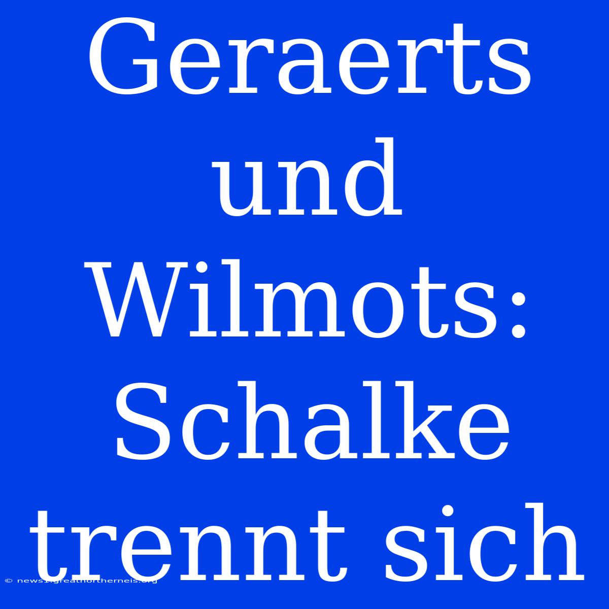 Geraerts Und Wilmots: Schalke Trennt Sich